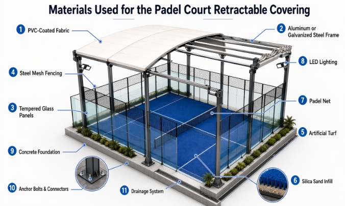  Main Structural Materials Used in Retractable Padel Court Covers