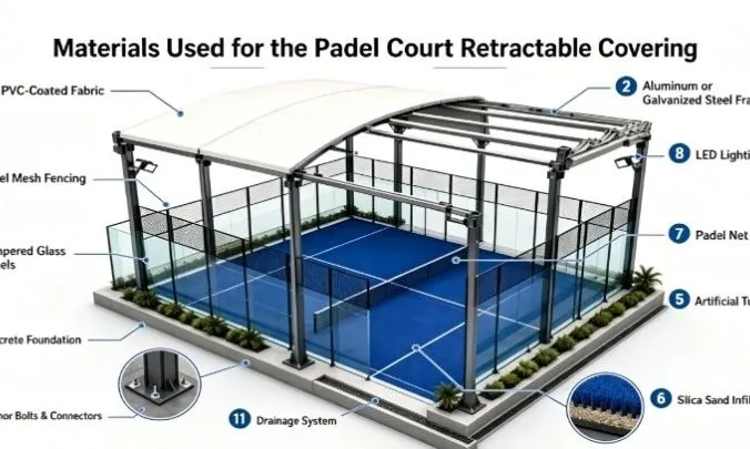 What Materials Are Used for the Padel Court Retractable Covering?